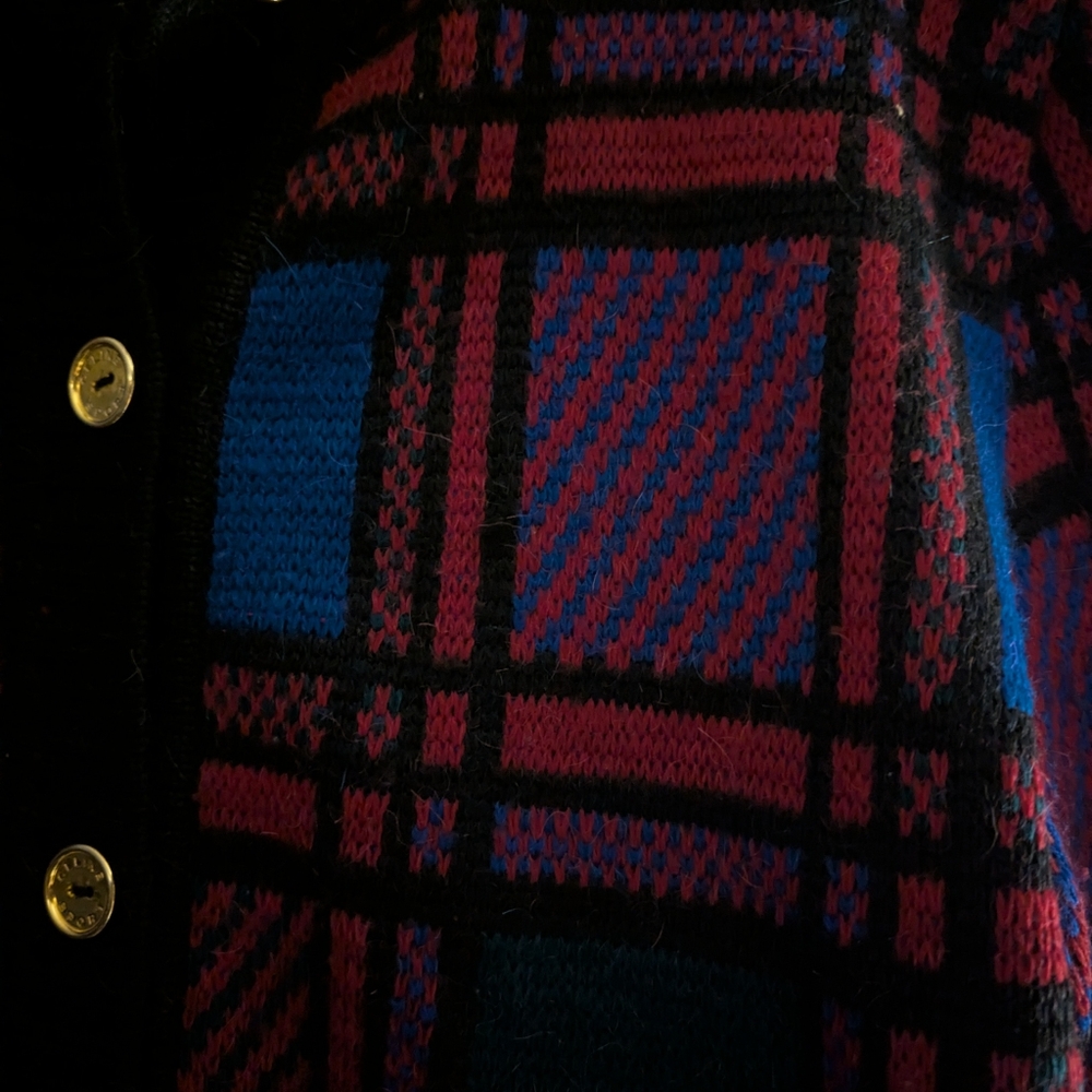 Vintage Celine Paris Plaid Long Cardigan - Picture 8 of 9